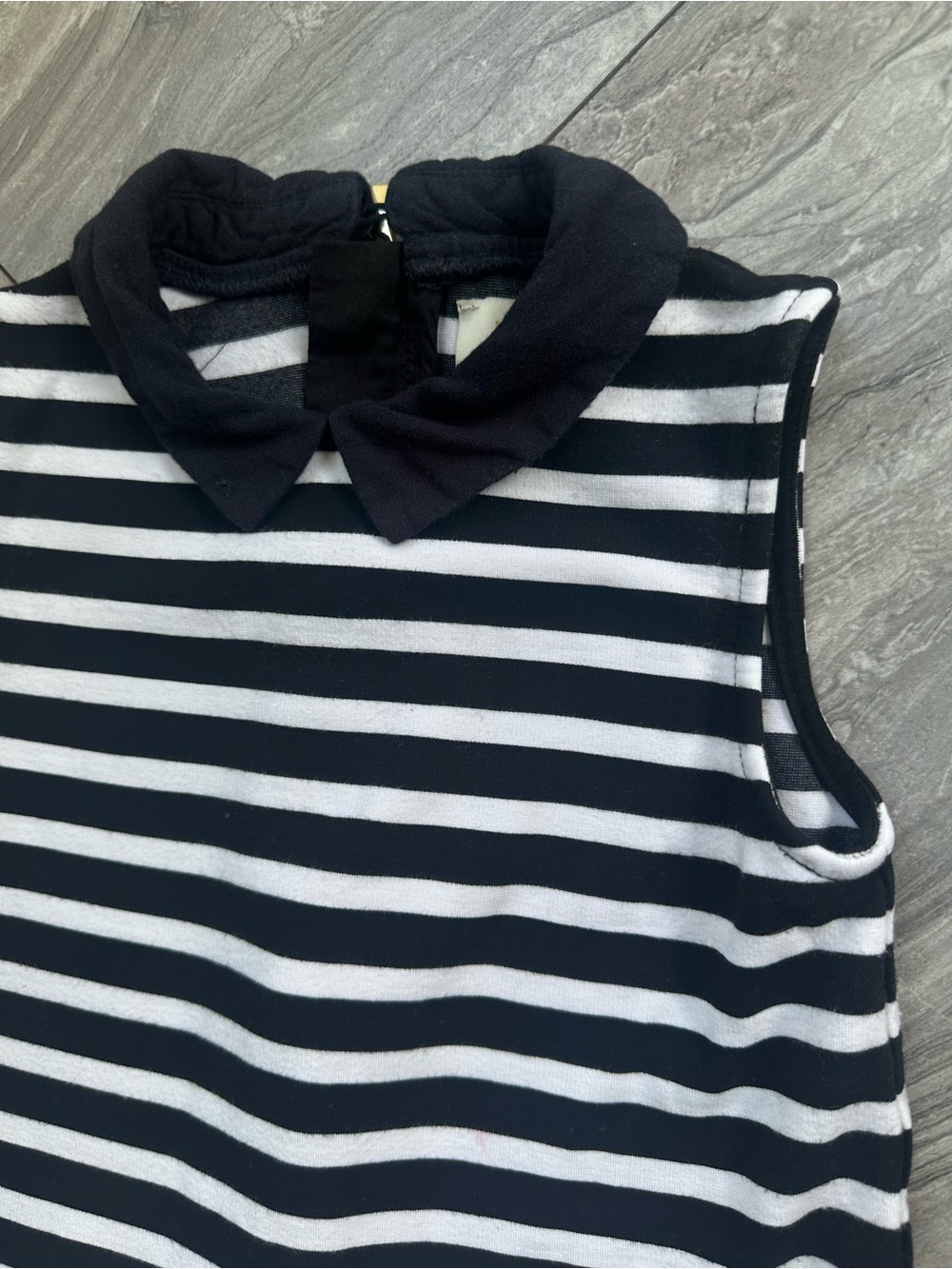 kate spade Black and White Striped Dress with Black Collar 7Y 0209 - Picture 3 of 9